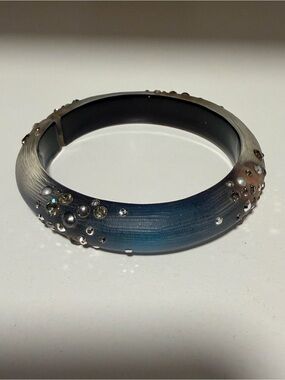 Alexis Bittar Lucite Swarovski Crystal cuff hinged bracelet
